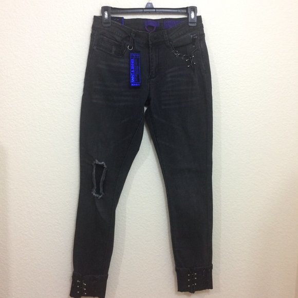 Indigo Rein Skinny Jeans Midrise Destroyed Black - Picture 3 of 15